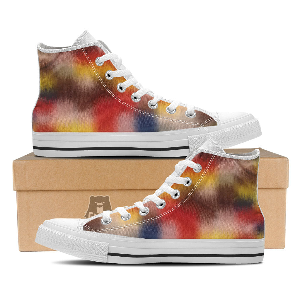 Psychedelic Multicolor Print White High Top Shoes-grizzshop