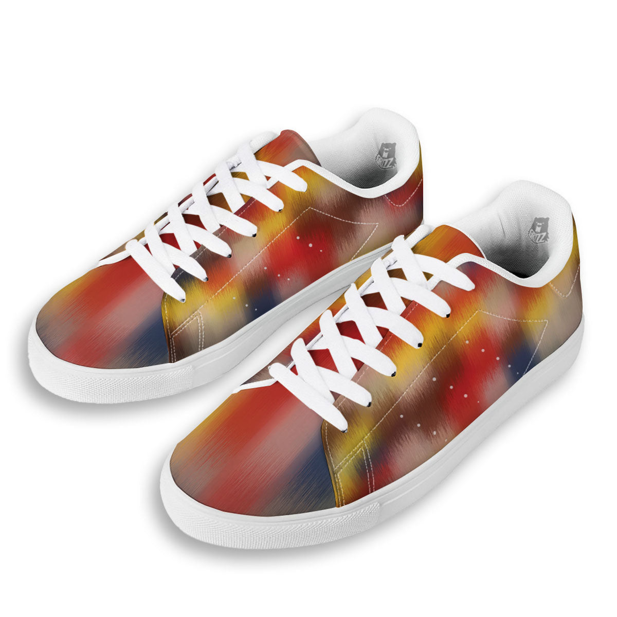 Psychedelic Multicolor Print White Low Top Sneakers-grizzshop