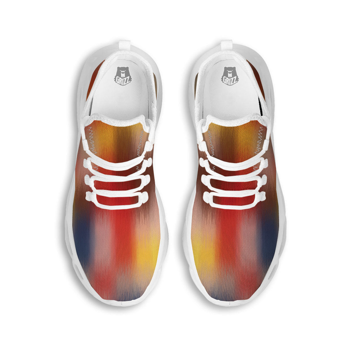 Psychedelic Multicolor Print White Running Shoes-grizzshop