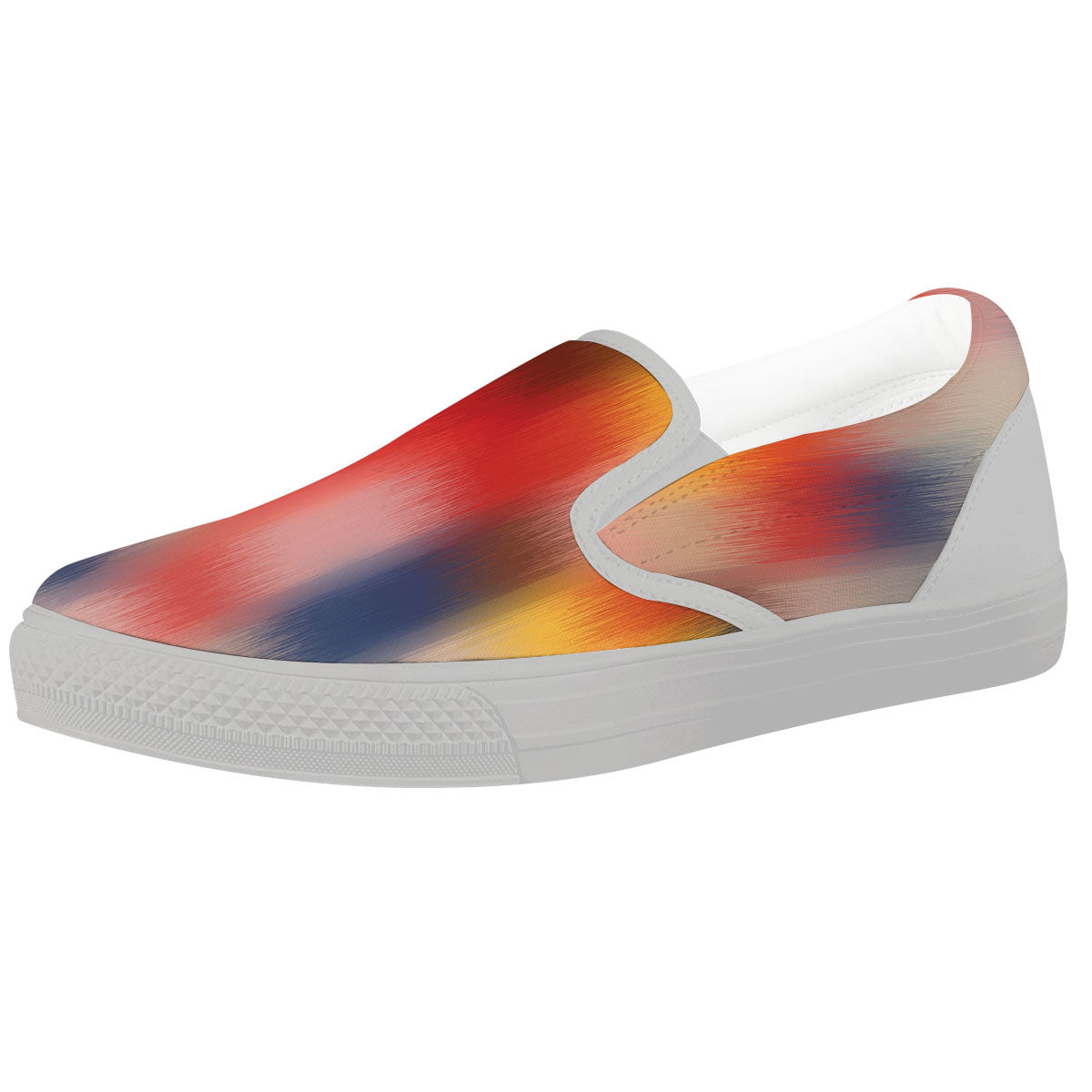 Psychedelic Multicolor Print White Slip On Shoes-grizzshop