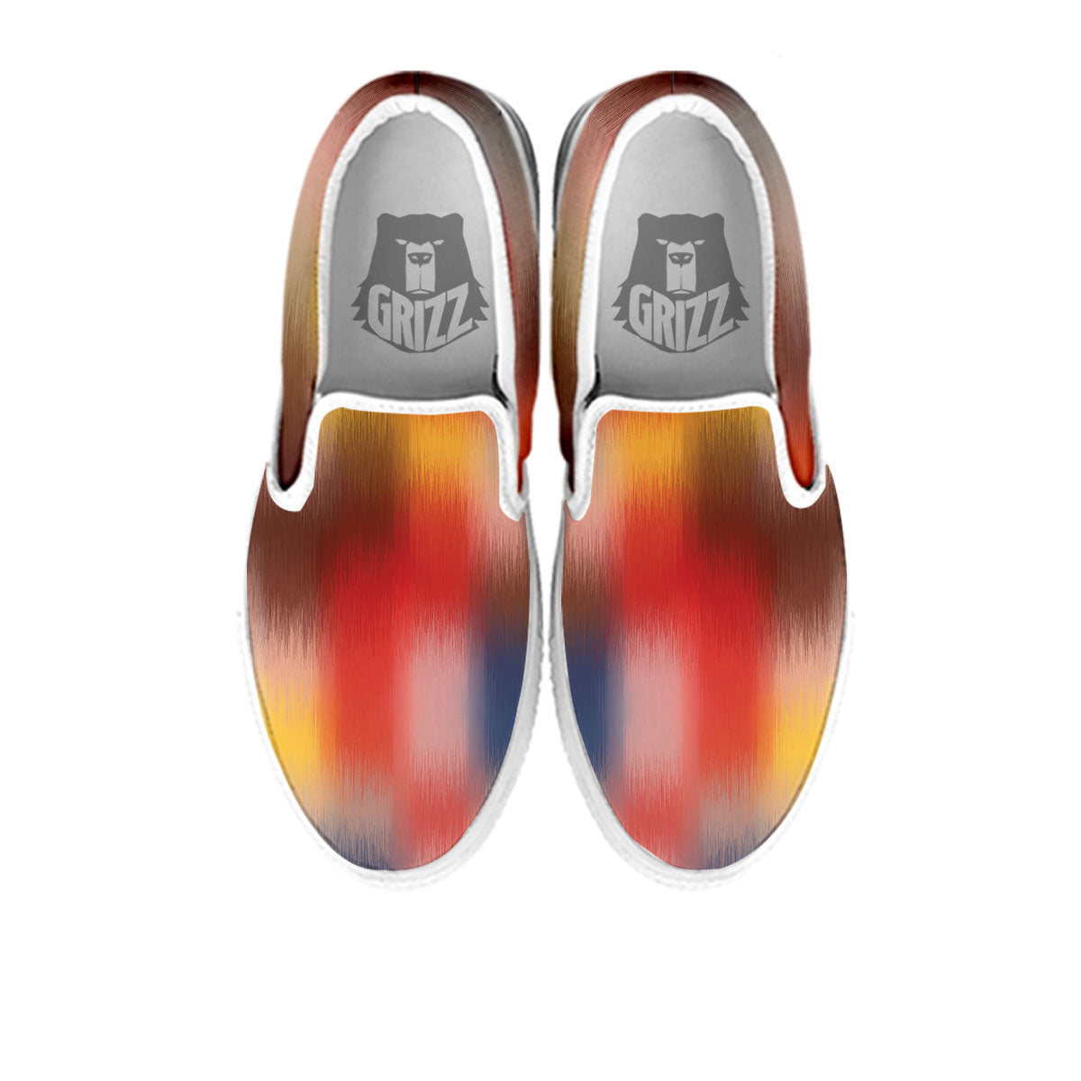 Psychedelic Multicolor Print White Slip On Shoes-grizzshop