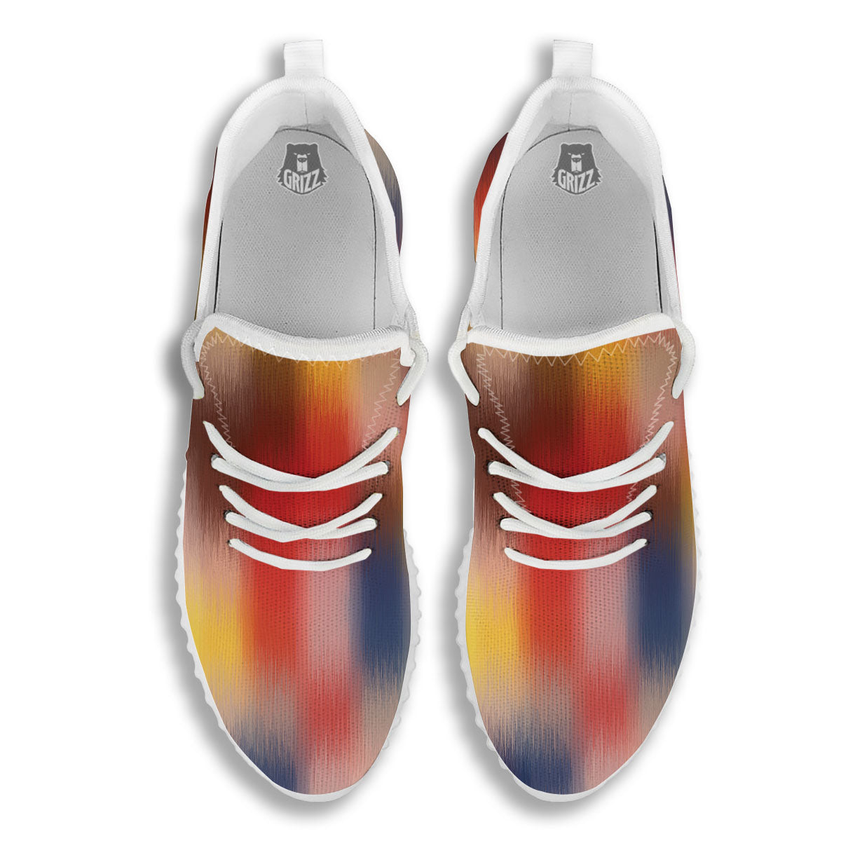 Psychedelic Multicolor Print White Walking Shoes-grizzshop