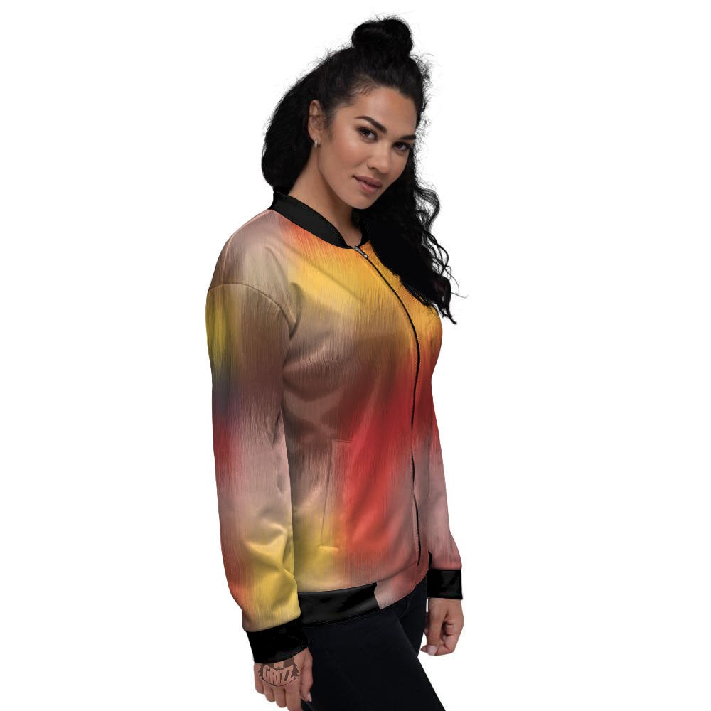 Psychedelic Multicolor Print Women's Bomber Jacket-grizzshop