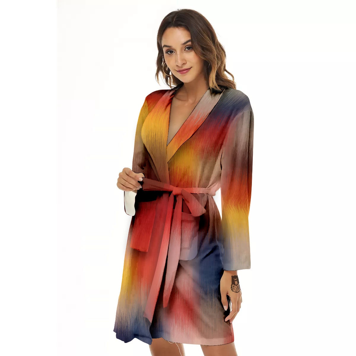 Psychedelic Multicolor Print Women's Robe-grizzshop