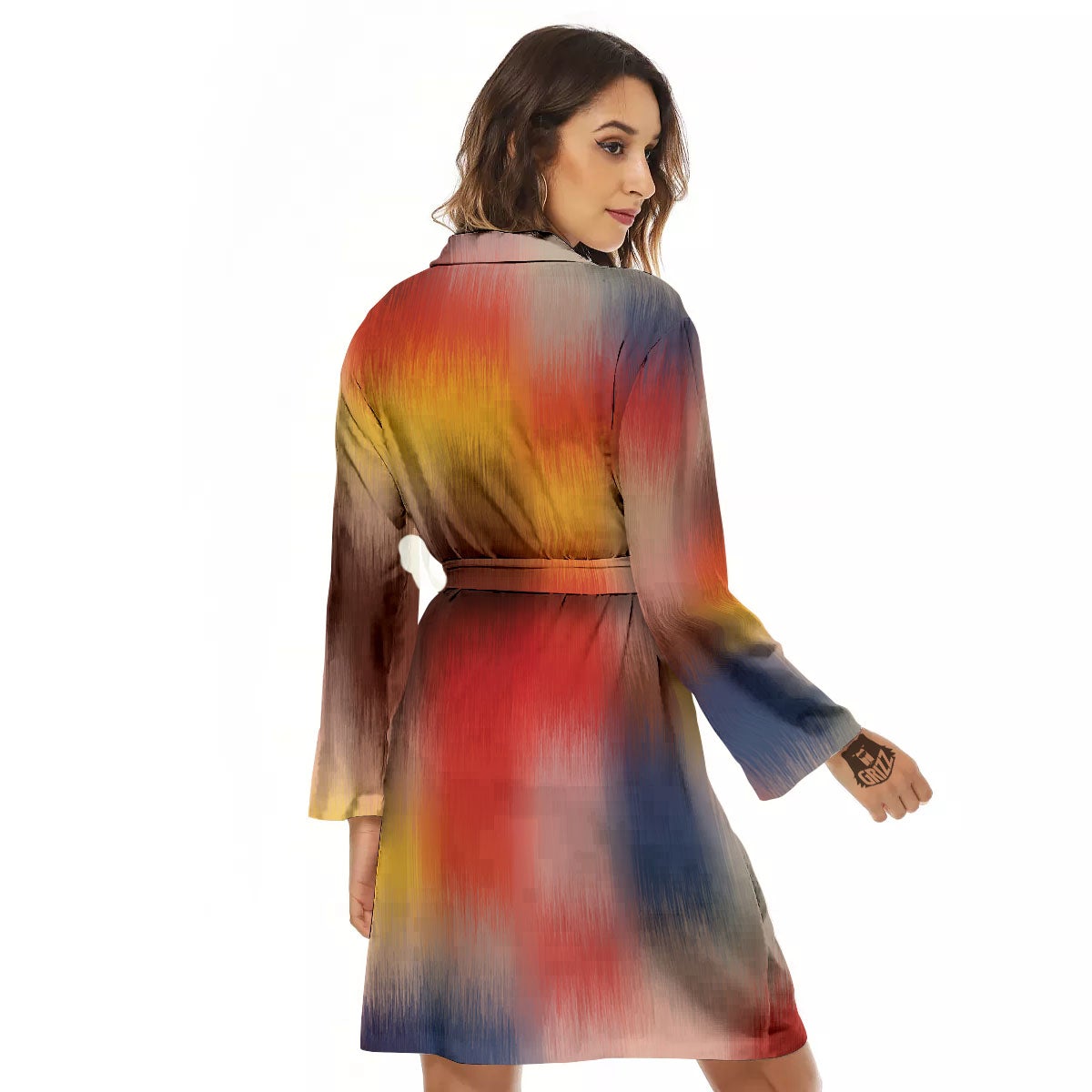 Psychedelic Multicolor Print Women's Robe-grizzshop