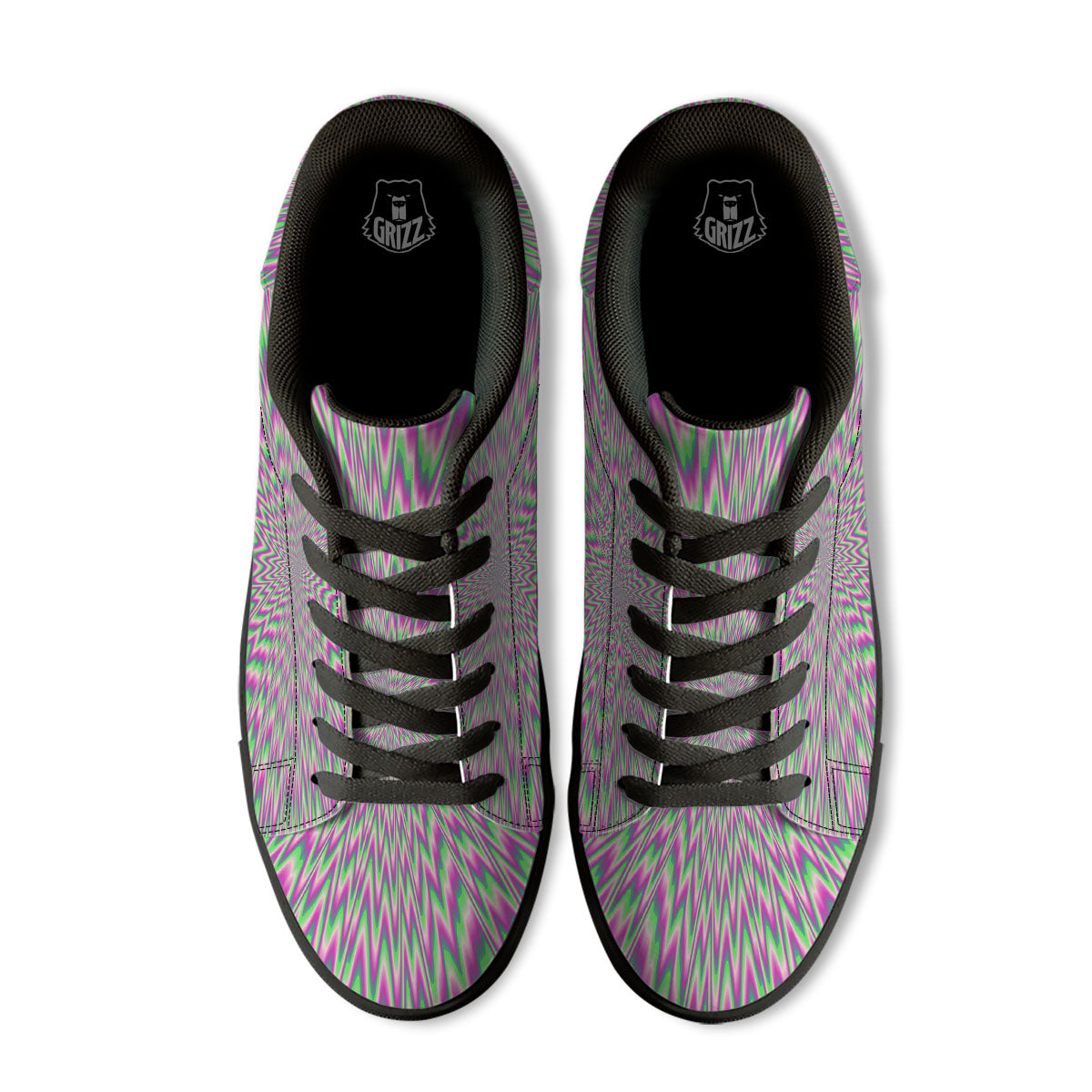 Psychedelic Optical Illusion Twinkle Black Low Top Sneakers-grizzshop