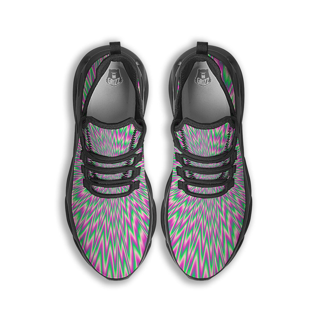 Psychedelic Optical Illusion Twinkle Black Running Shoes-grizzshop