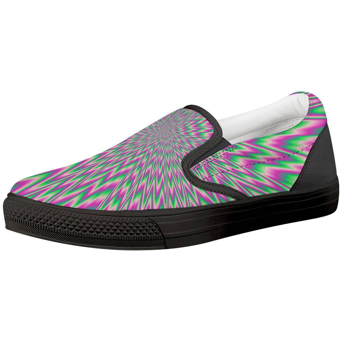 Psychedelic Optical Illusion Twinkle Black Slip On Shoes-grizzshop