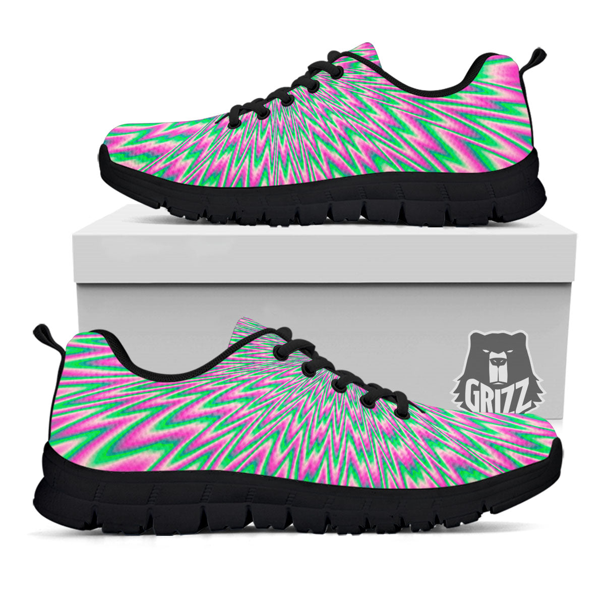 Psychedelic Optical Illusion Twinkle Black Sneaker-grizzshop