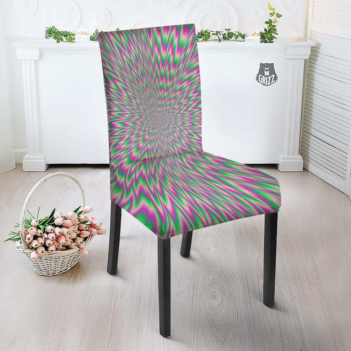 Psychedelic Optical Illusion Twinkle Dining Chair Slipcover-grizzshop
