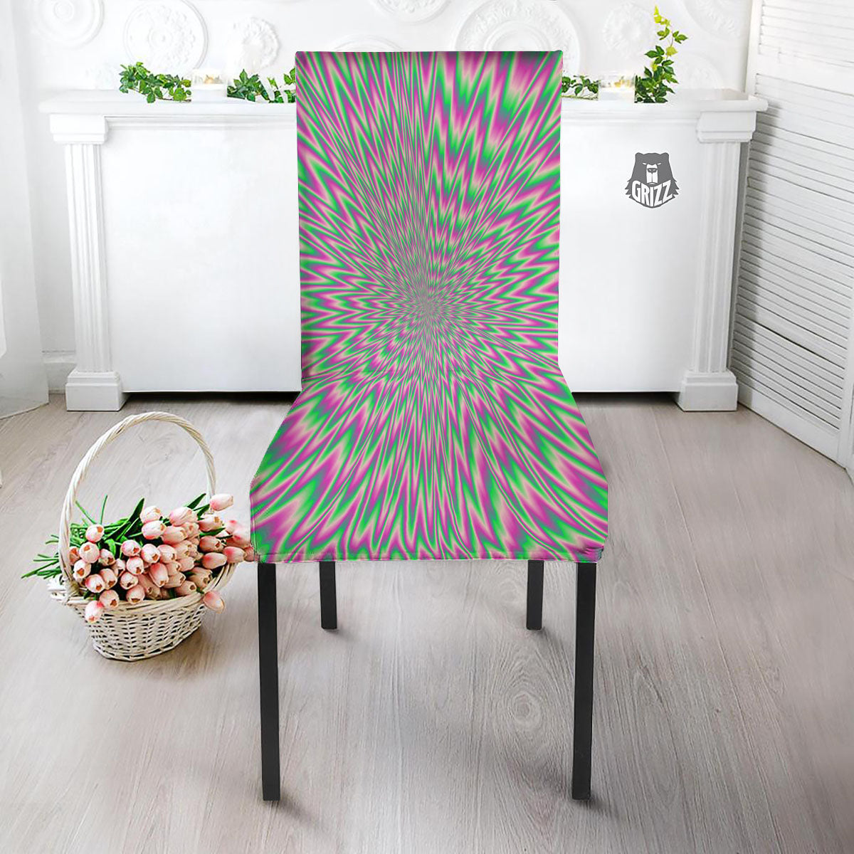 Psychedelic Optical Illusion Twinkle Dining Chair Slipcover-grizzshop