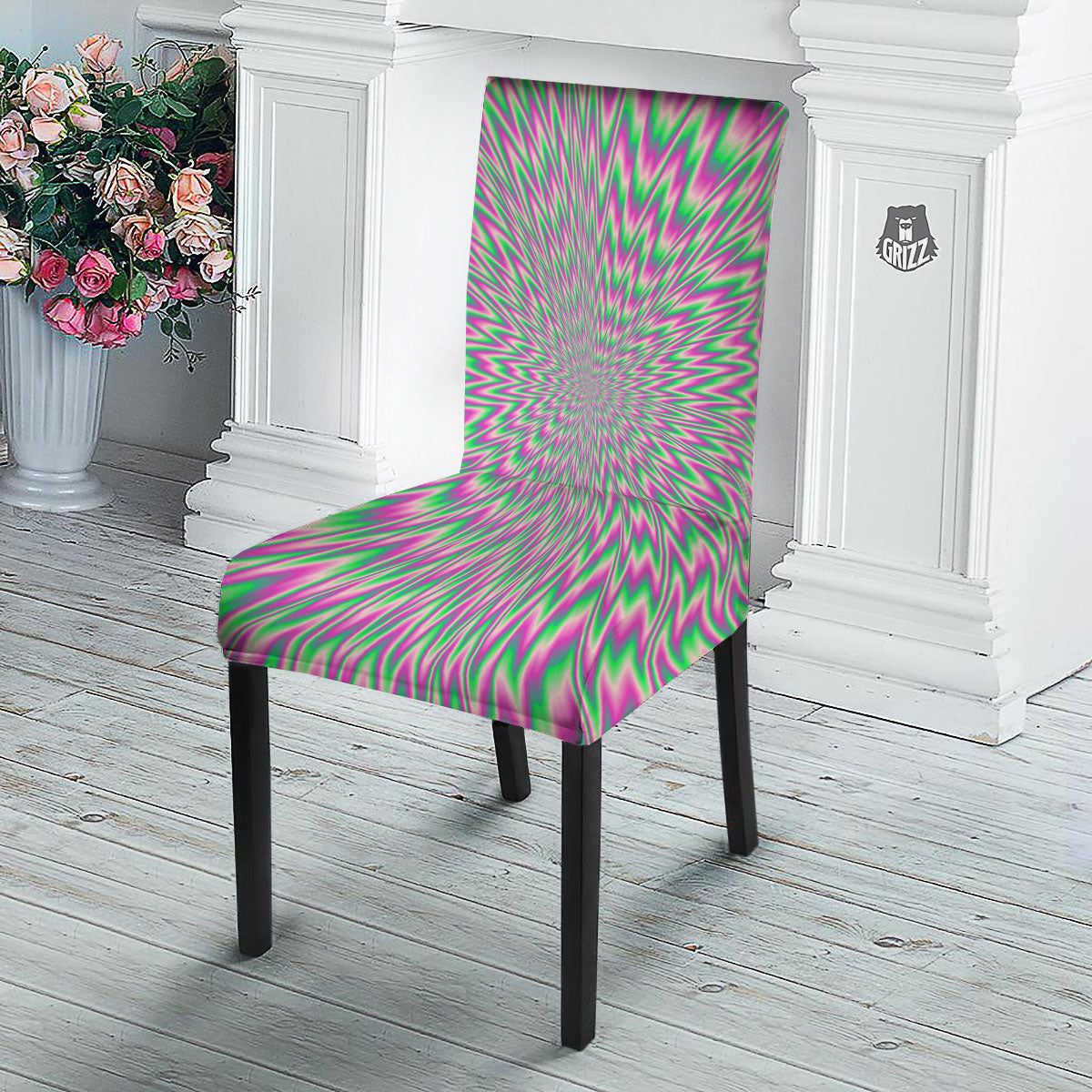 Psychedelic Optical Illusion Twinkle Dining Chair Slipcover-grizzshop