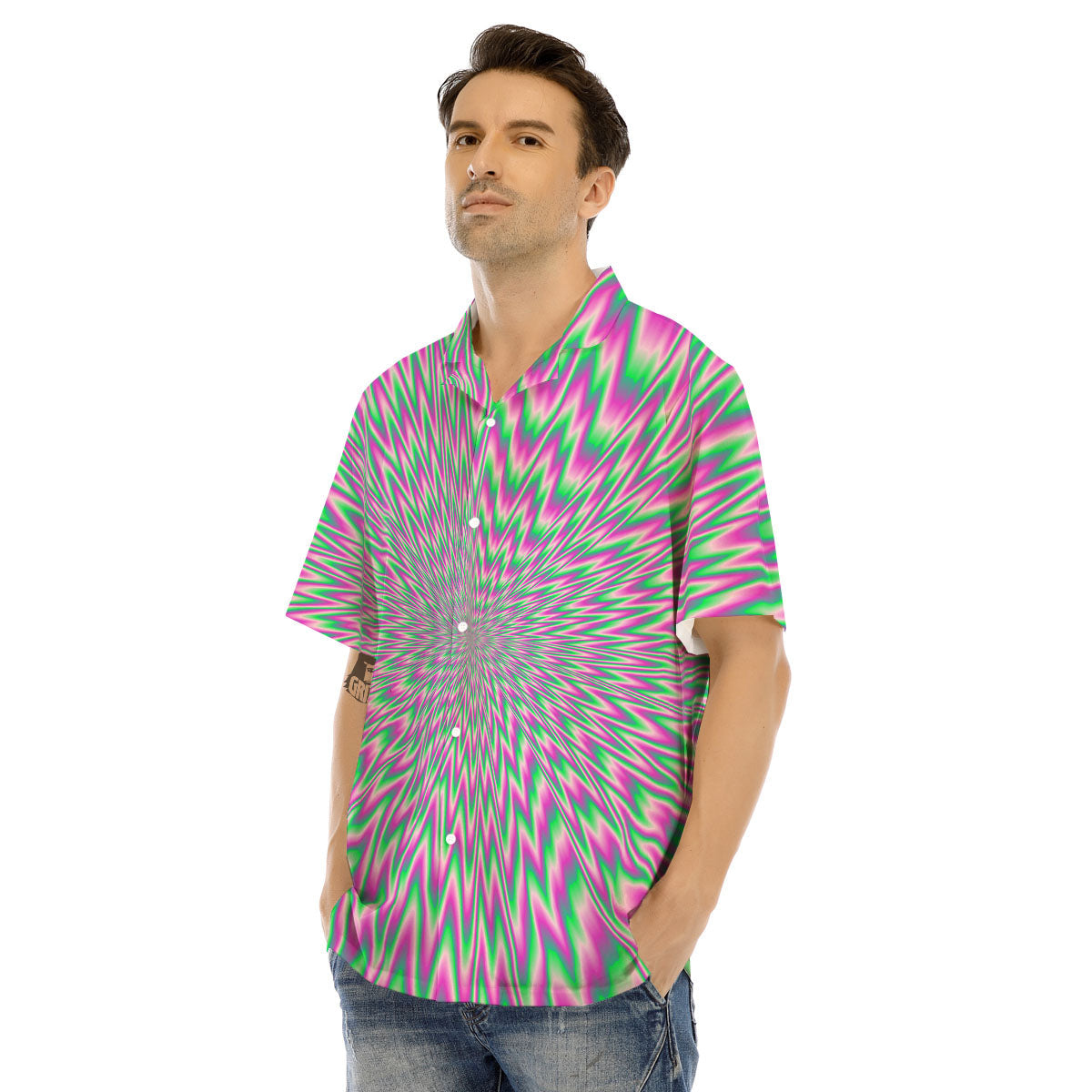 Psychedelic Optical Illusion Twinkle Men's Hawaiian Shirt-grizzshop