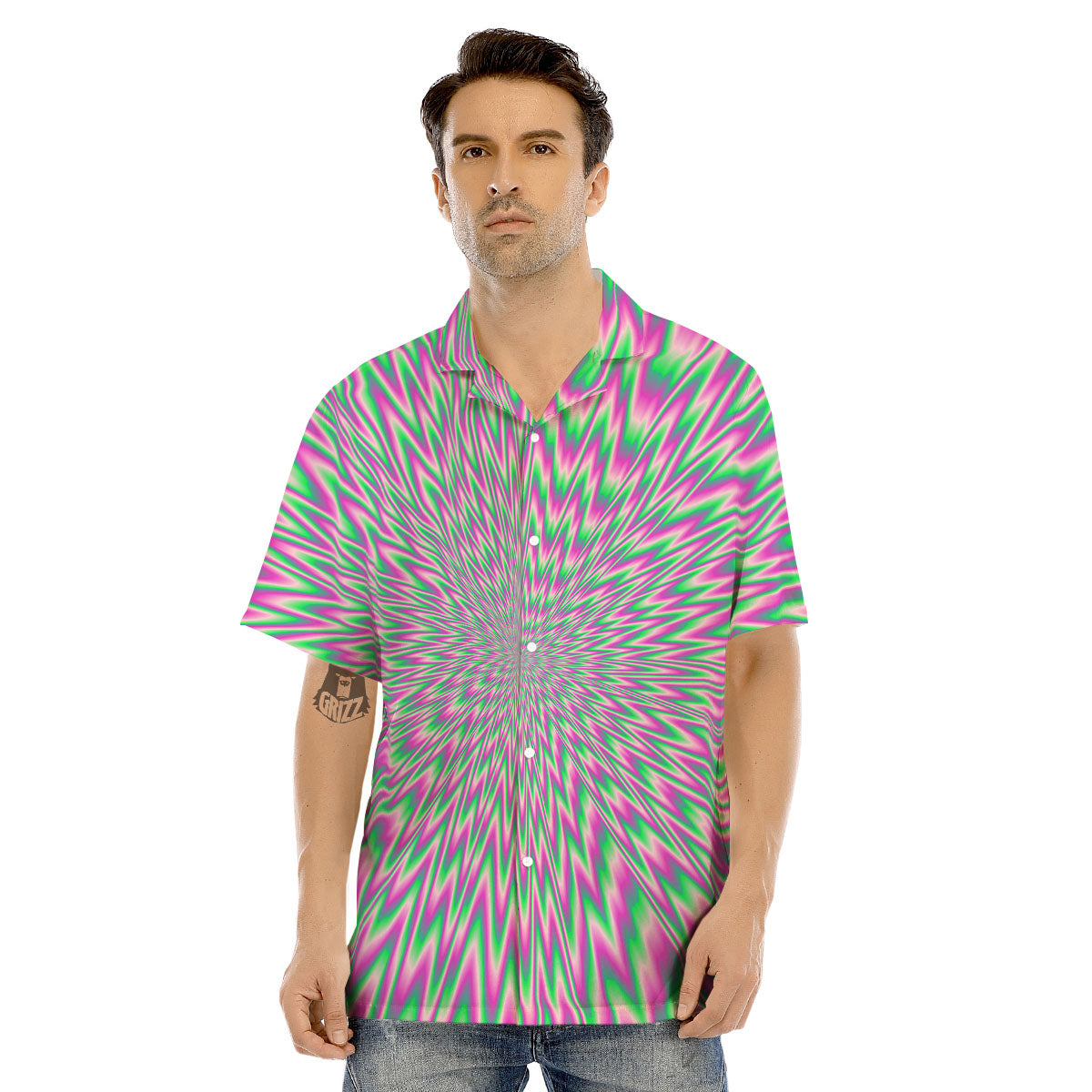 Psychedelic Optical Illusion Twinkle Men's Hawaiian Shirt-grizzshop