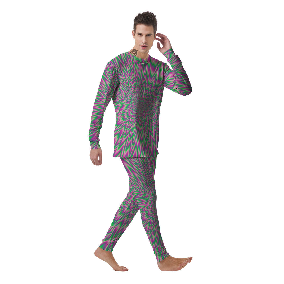 Psychedelic Optical Illusion Twinkle Men's Pajamas-grizzshop
