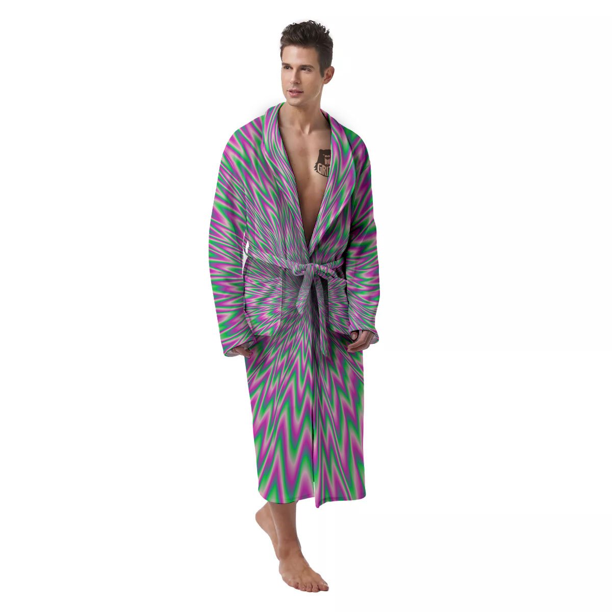 Psychedelic Optical Illusion Twinkle Men's Robe-grizzshop