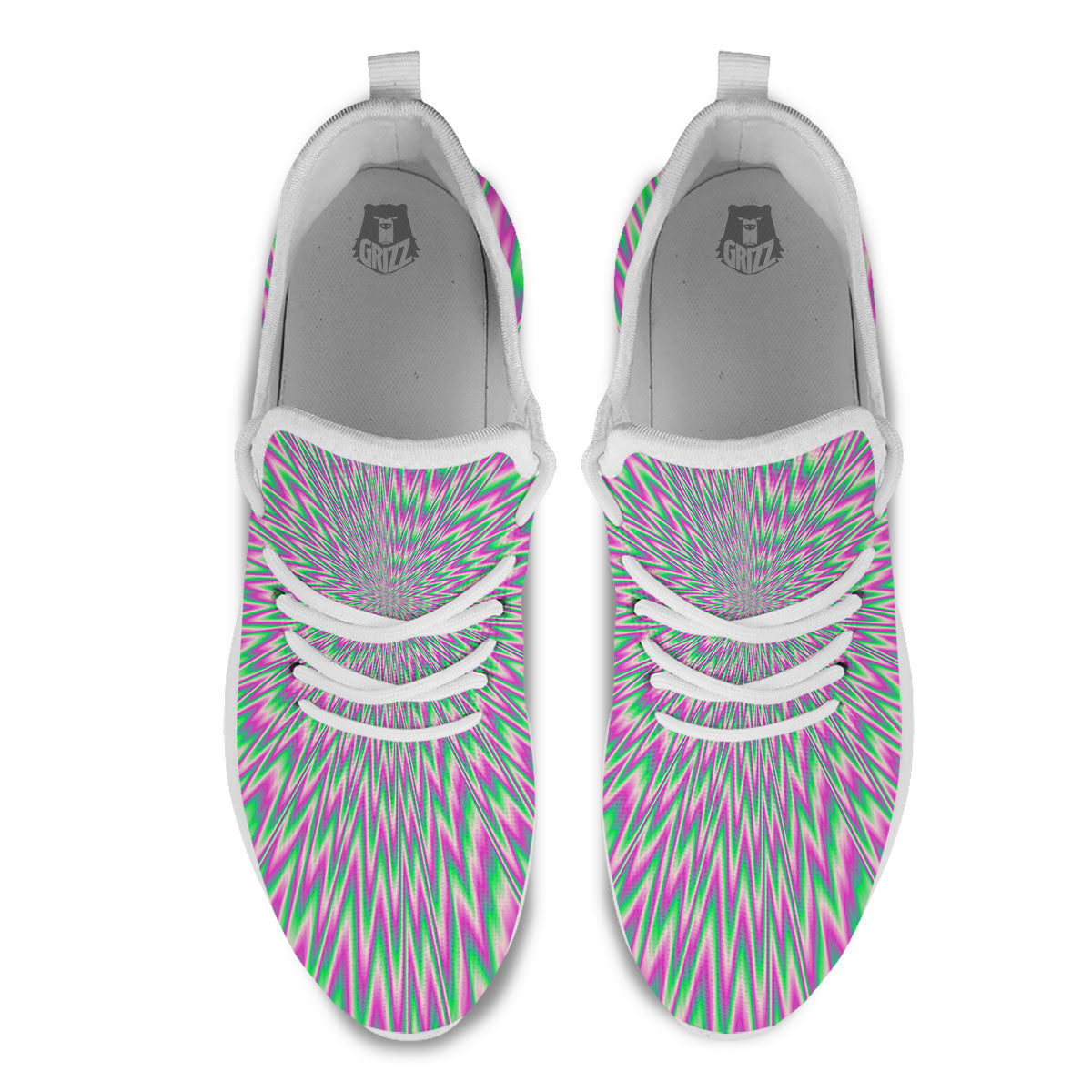 Psychedelic Optical Illusion Twinkle White Athletic Shoes-grizzshop