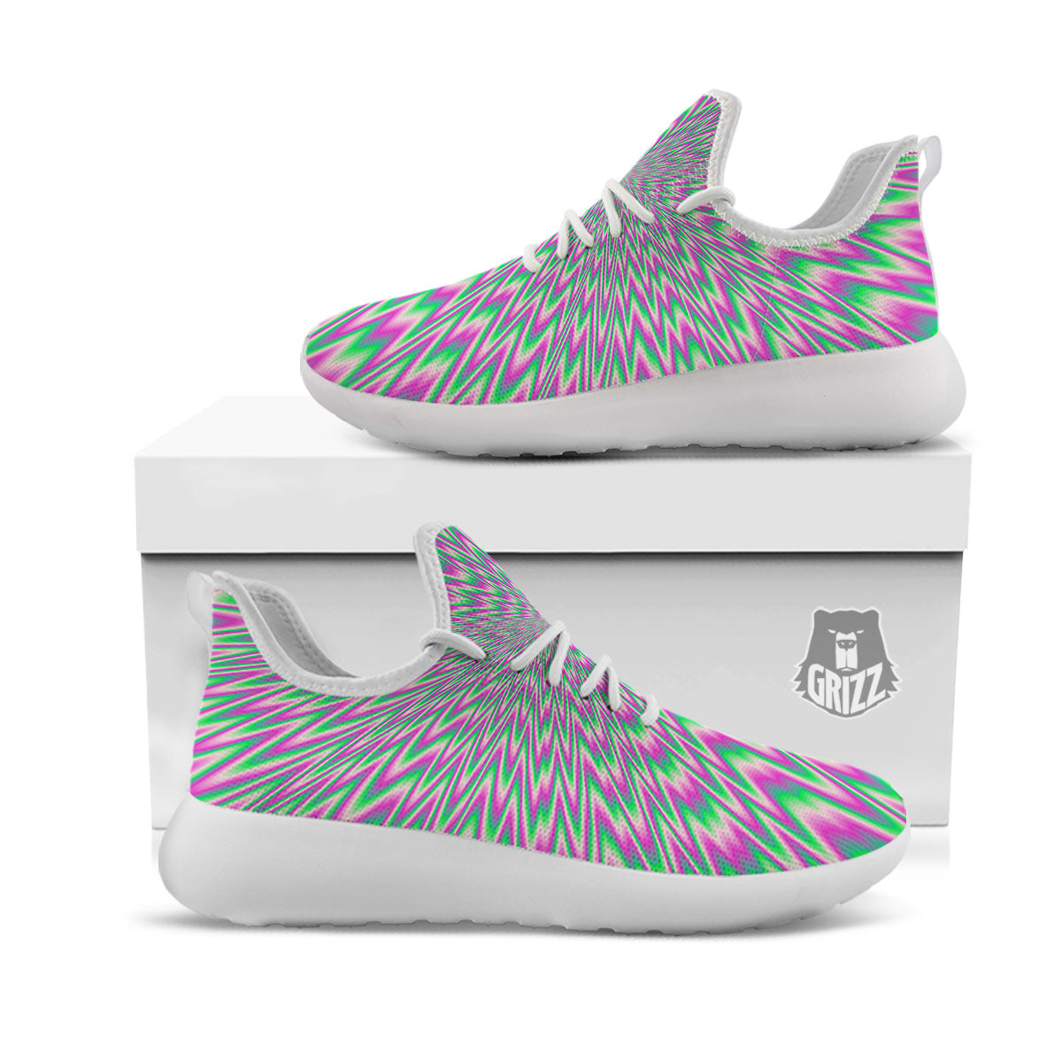 Psychedelic Optical Illusion Twinkle White Athletic Shoes-grizzshop