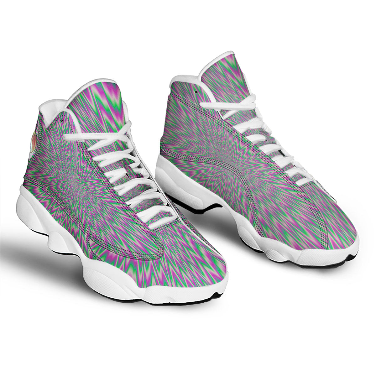 Psychedelic Optical Illusion Twinkle White Basketball Shoes-grizzshop