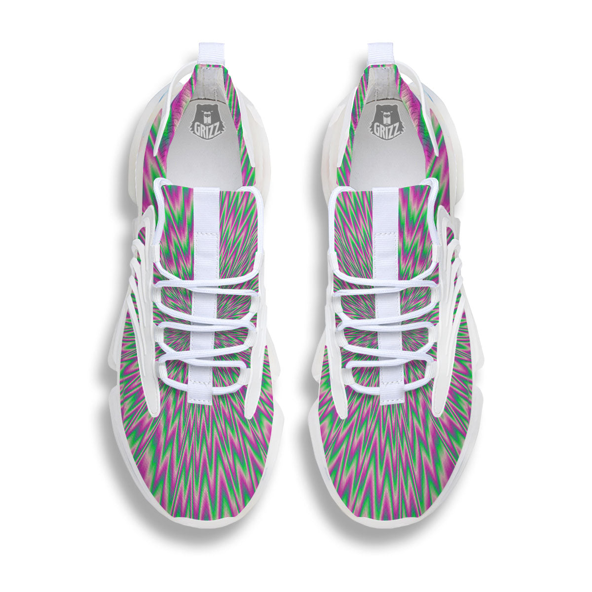Psychedelic Optical Illusion Twinkle White Gym Shoes-grizzshop