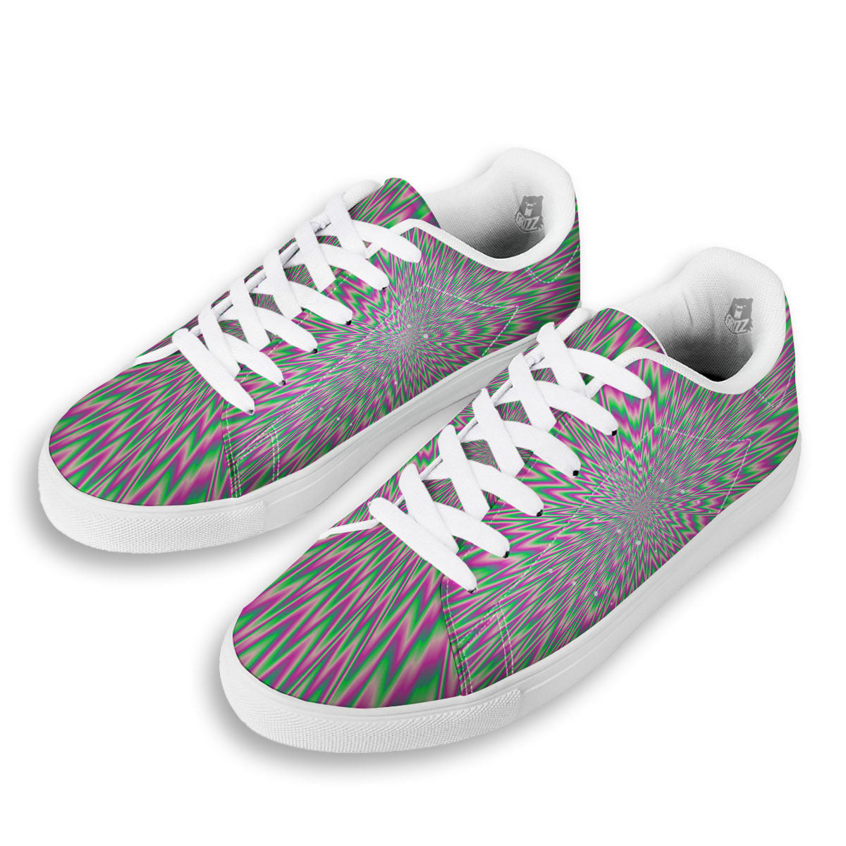 Psychedelic Optical Illusion Twinkle White Low Top Sneakers-grizzshop