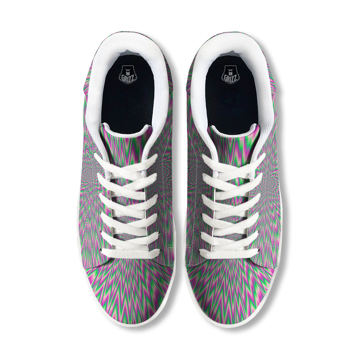 Psychedelic Optical Illusion Twinkle White Low Top Sneakers-grizzshop