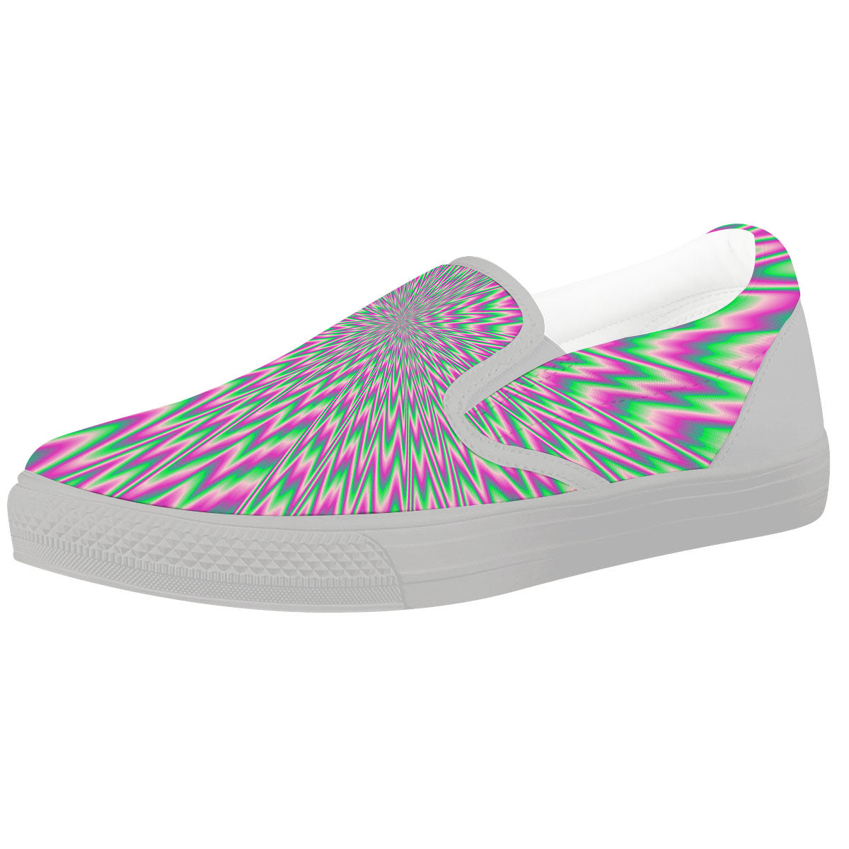 Psychedelic Optical Illusion Twinkle White Slip On Shoes-grizzshop