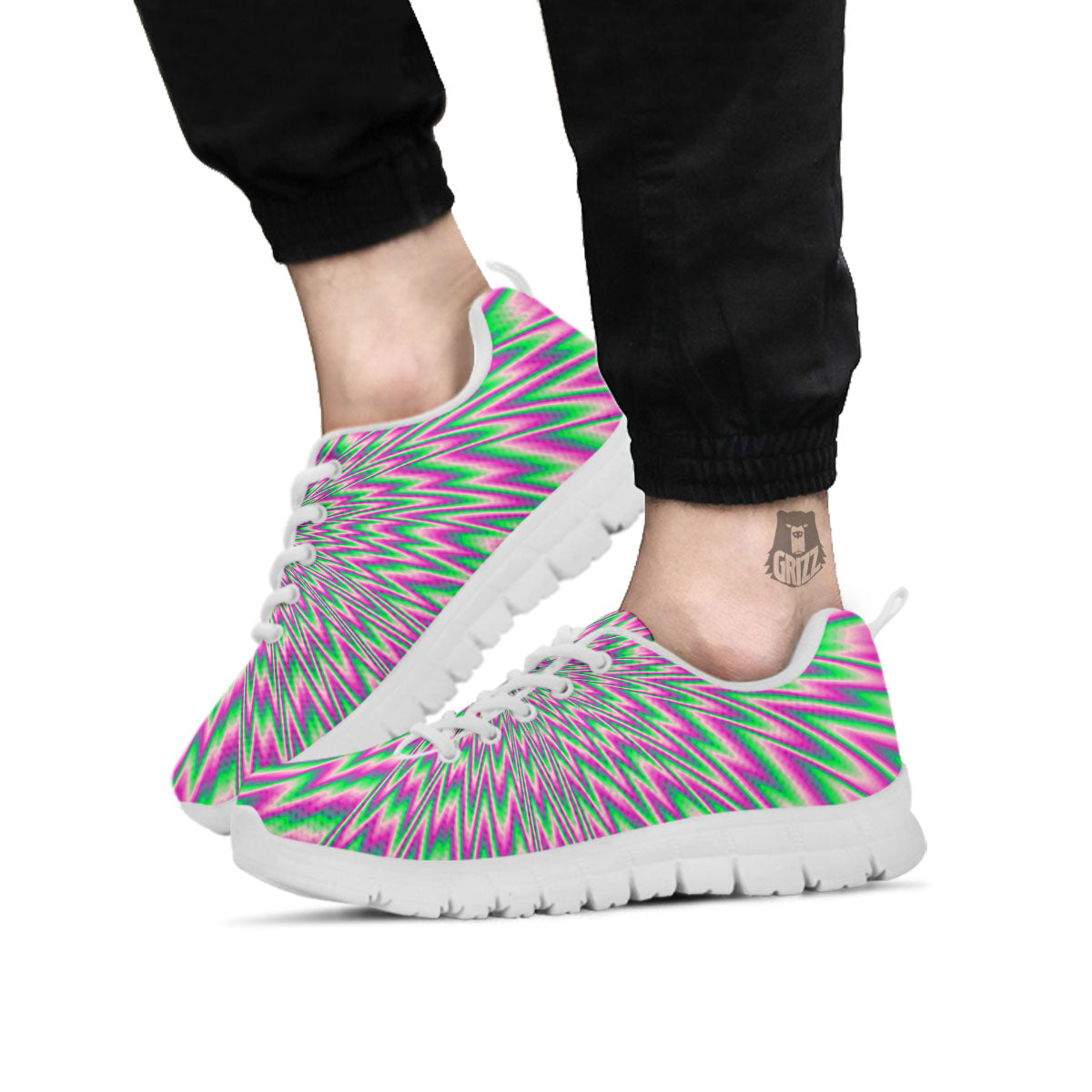 Psychedelic Optical Illusion Twinkle White Sneaker-grizzshop