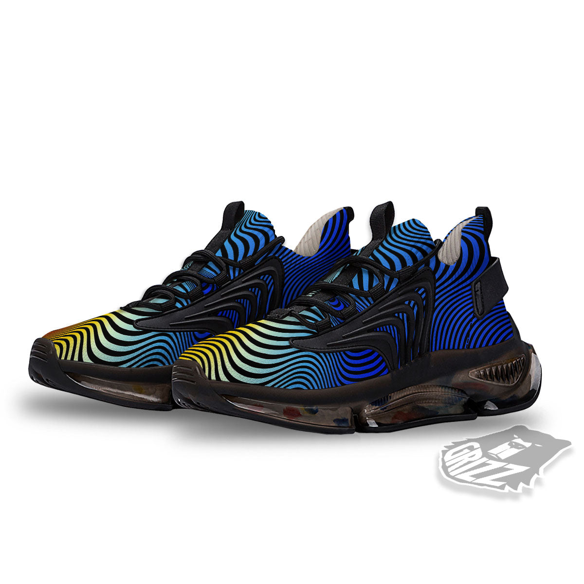 Psychedelic Optical Vibrant Illusion Black Gym Shoes-grizzshop