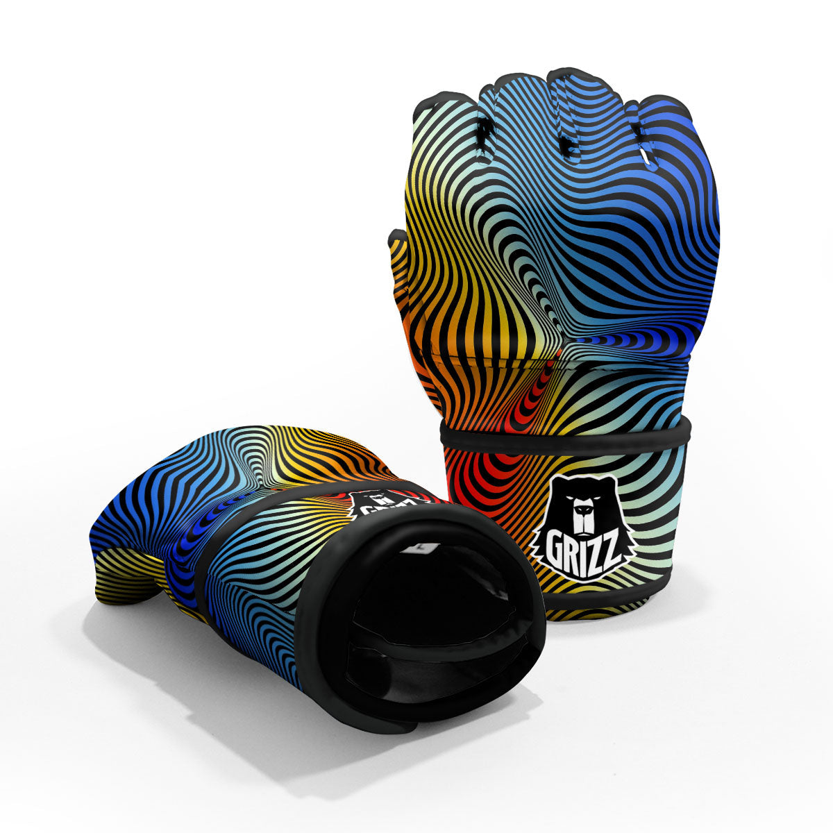 Psychedelic Optical Vibrant Illusion MMA Gloves-grizzshop