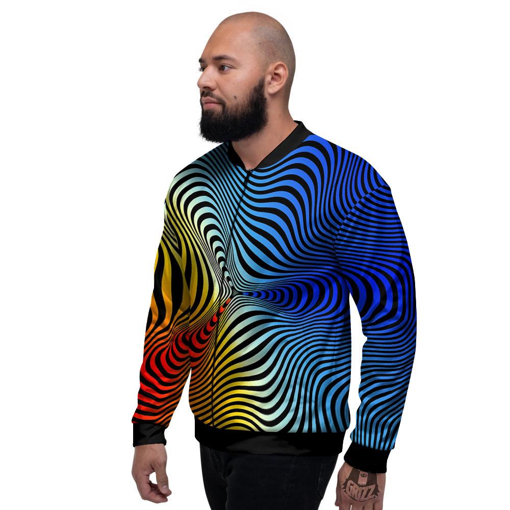Psychedelic Optical Vibrant Illusion Men's Bomber Jacket-grizzshop