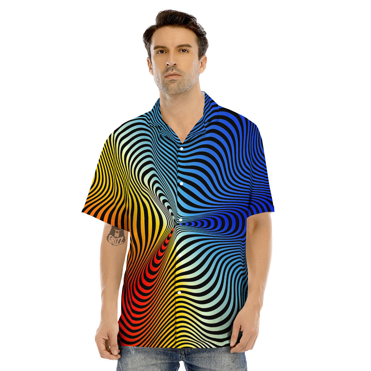 Psychedelic Optical Vibrant Illusion Men's Hawaiian Shirt-grizzshop