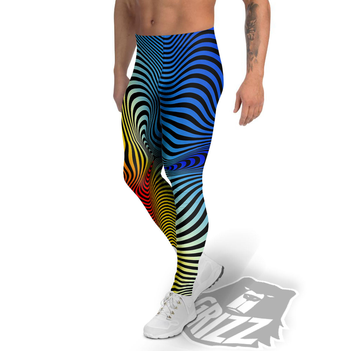 Psychedelic Optical Vibrant Illusion Men's Leggings-grizzshop