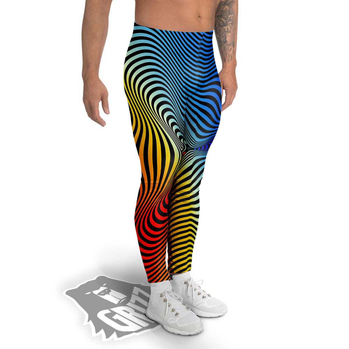 Psychedelic Optical Vibrant Illusion Men's Leggings-grizzshop