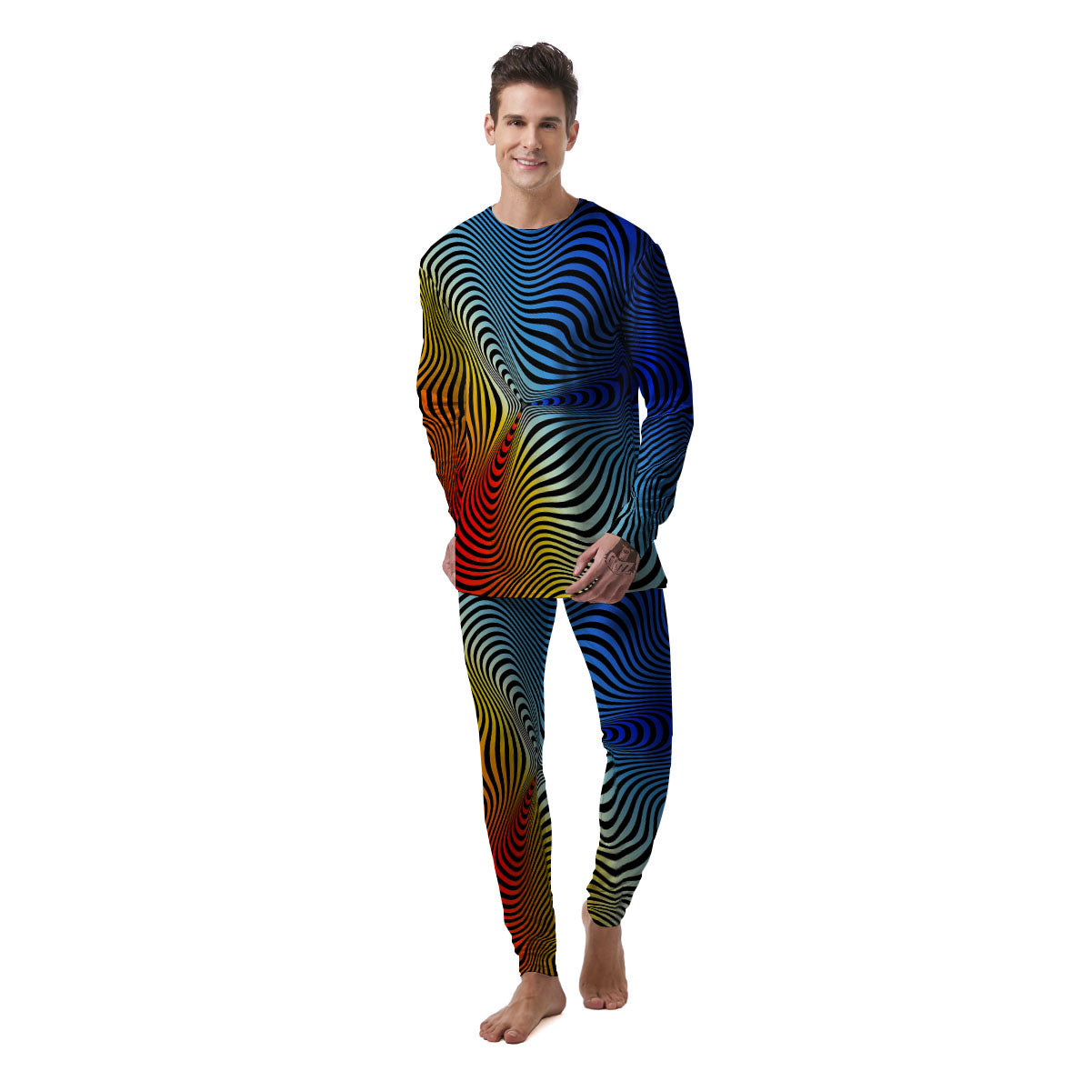 Psychedelic Optical Vibrant Illusion Men's Pajamas-grizzshop