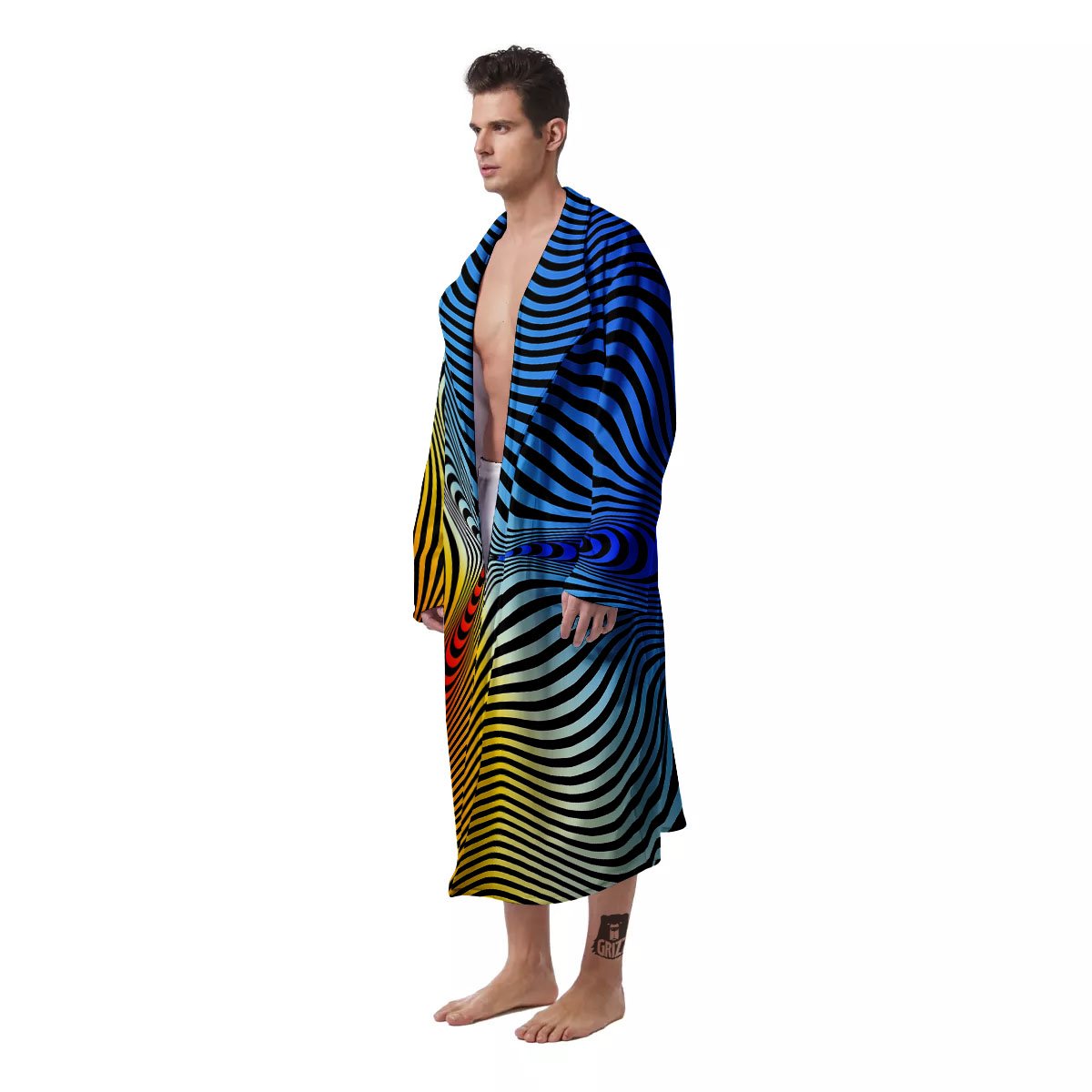 Psychedelic Optical Vibrant Illusion Men's Robe-grizzshop