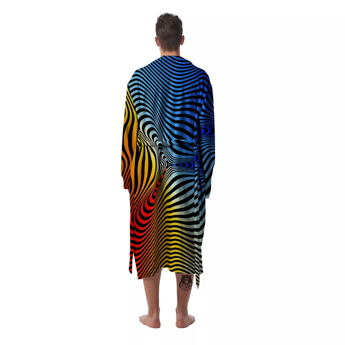 Psychedelic Optical Vibrant Illusion Men's Robe-grizzshop