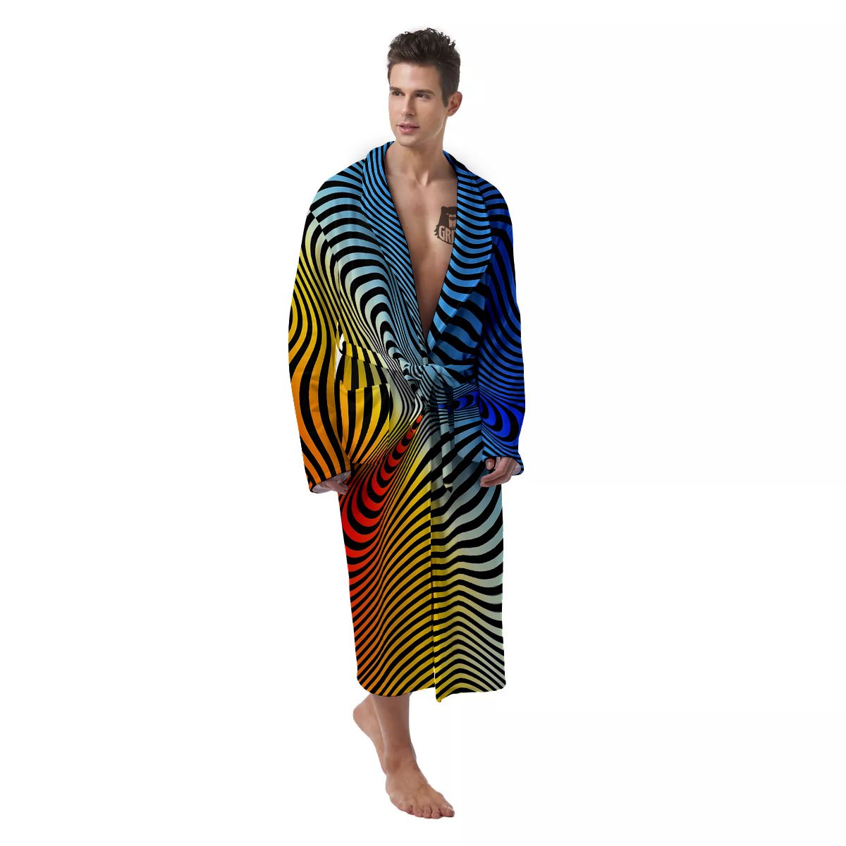 Psychedelic Optical Vibrant Illusion Men's Robe-grizzshop