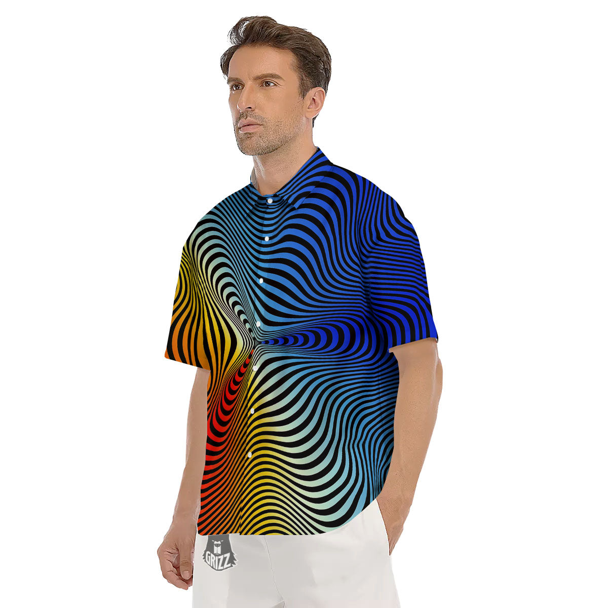 Psychedelic Optical Vibrant Illusion Men's Short Sleeve Shirts-grizzshop
