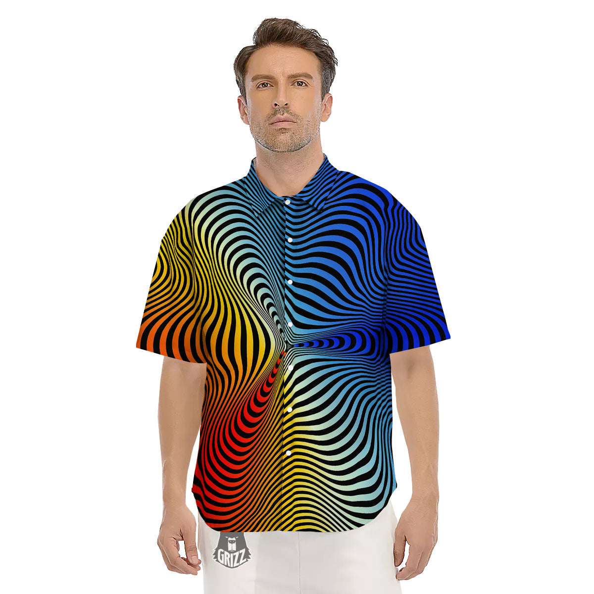 Psychedelic Optical Vibrant Illusion Men's Short Sleeve Shirts-grizzshop