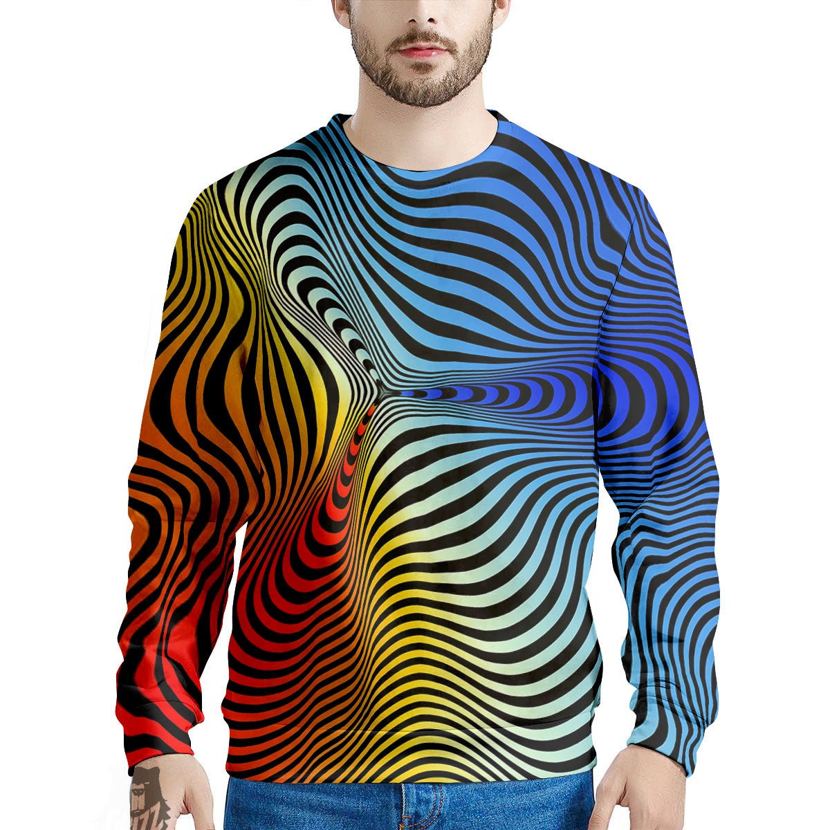 Psychedelic Optical Vibrant Illusion Men's Sweatshirt-grizzshop