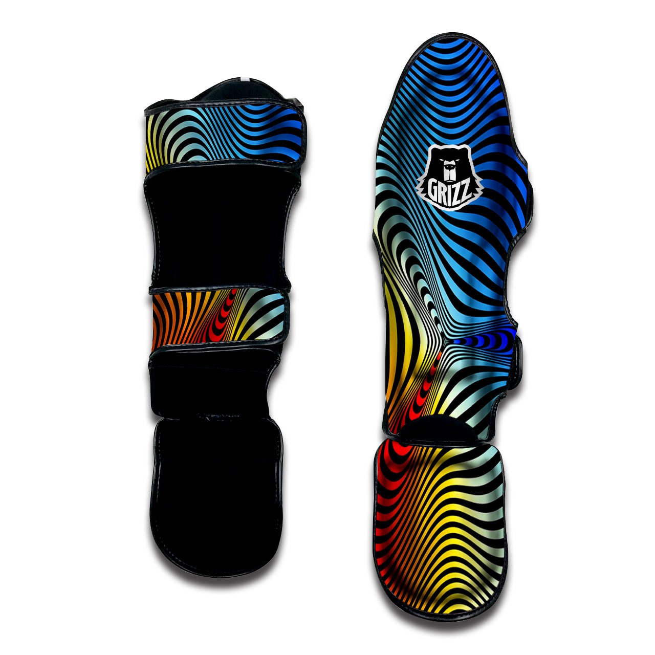 Psychedelic Optical Vibrant Illusion Muay Thai Shin Guards-grizzshop