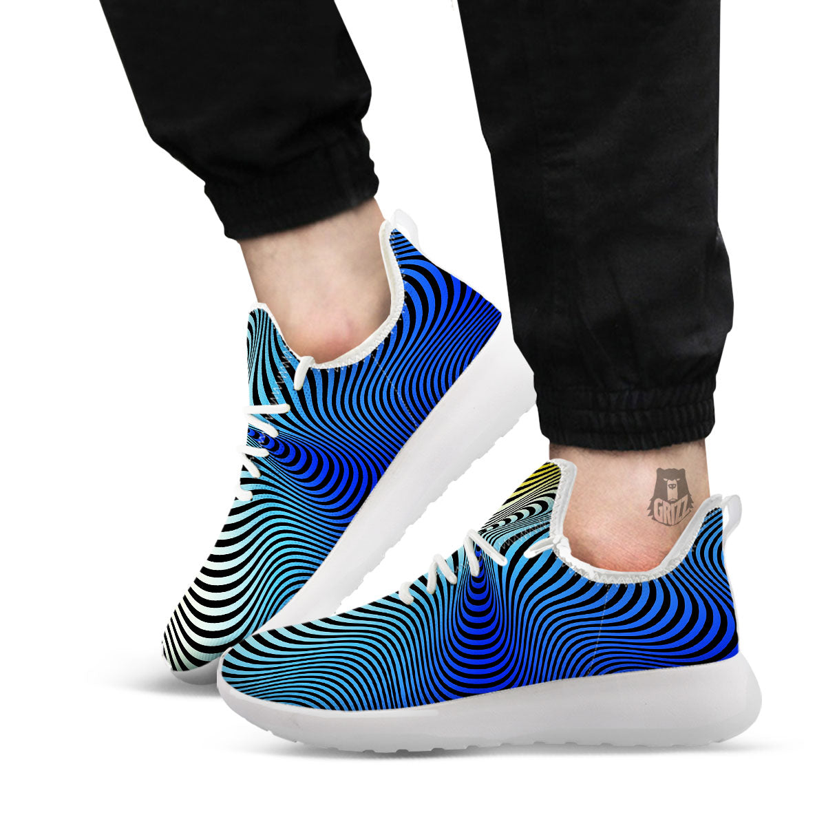 Psychedelic Optical Vibrant Illusion White Athletic Shoes-grizzshop