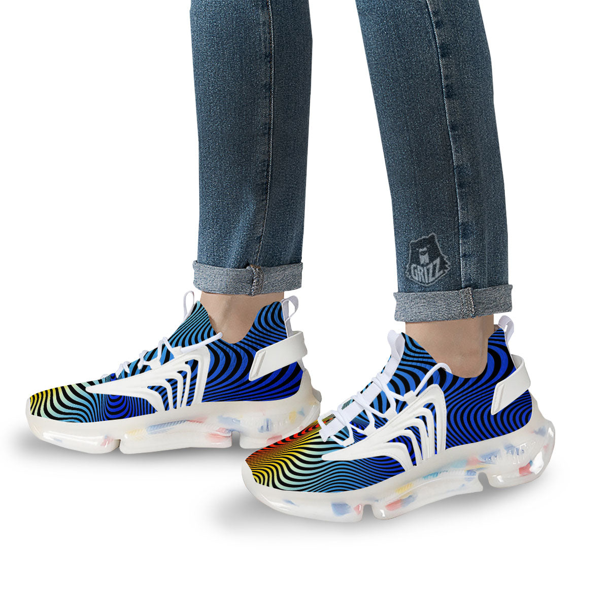 Psychedelic Optical Vibrant Illusion White Gym Shoes-grizzshop