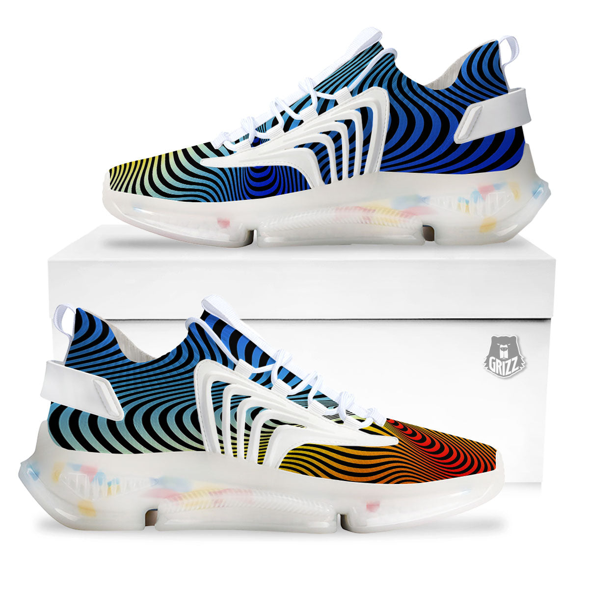 Psychedelic Optical Vibrant Illusion White Gym Shoes-grizzshop