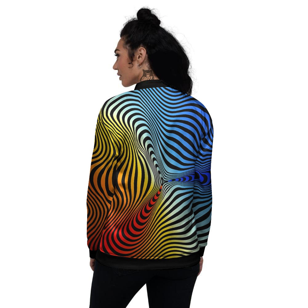 Psychedelic Optical Vibrant Illusion Women's Bomber Jacket-grizzshop
