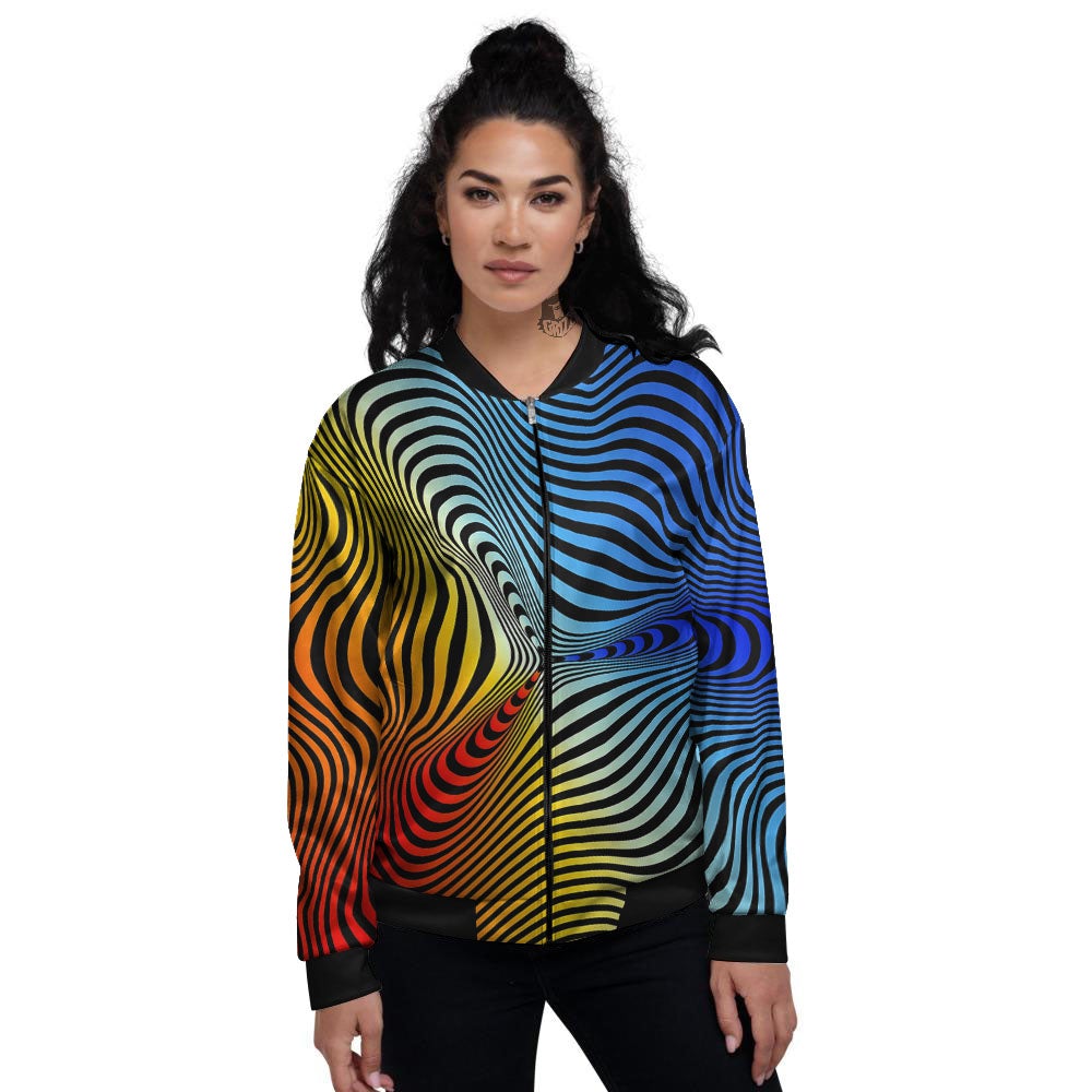 Psychedelic Optical Vibrant Illusion Women's Bomber Jacket-grizzshop