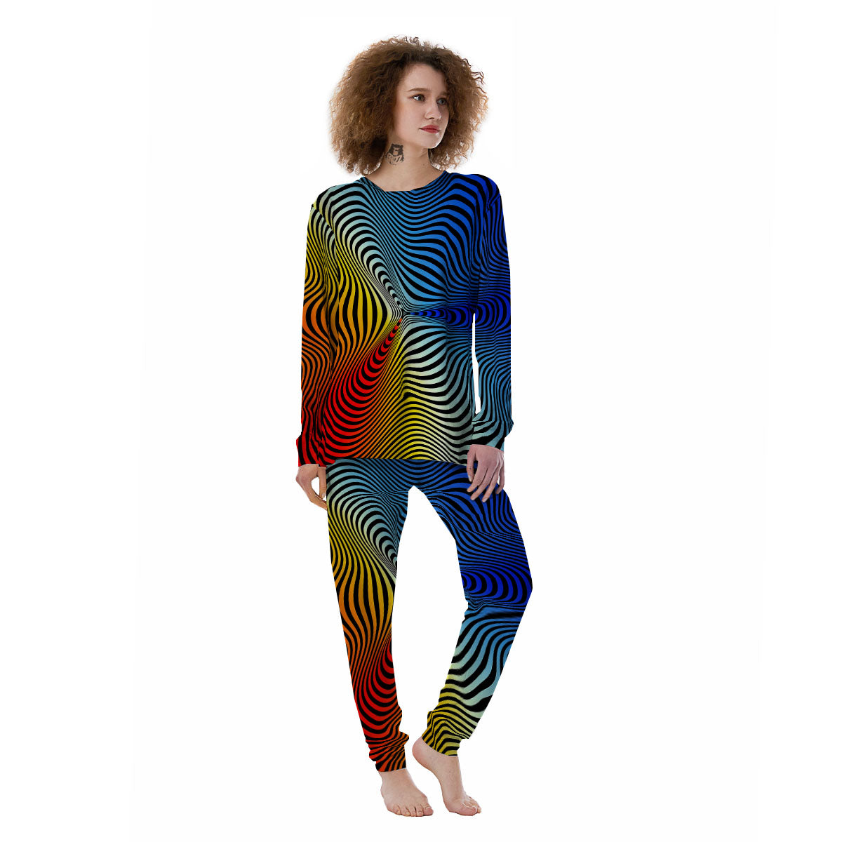 Psychedelic Optical Vibrant Illusion Women's Pajamas-grizzshop