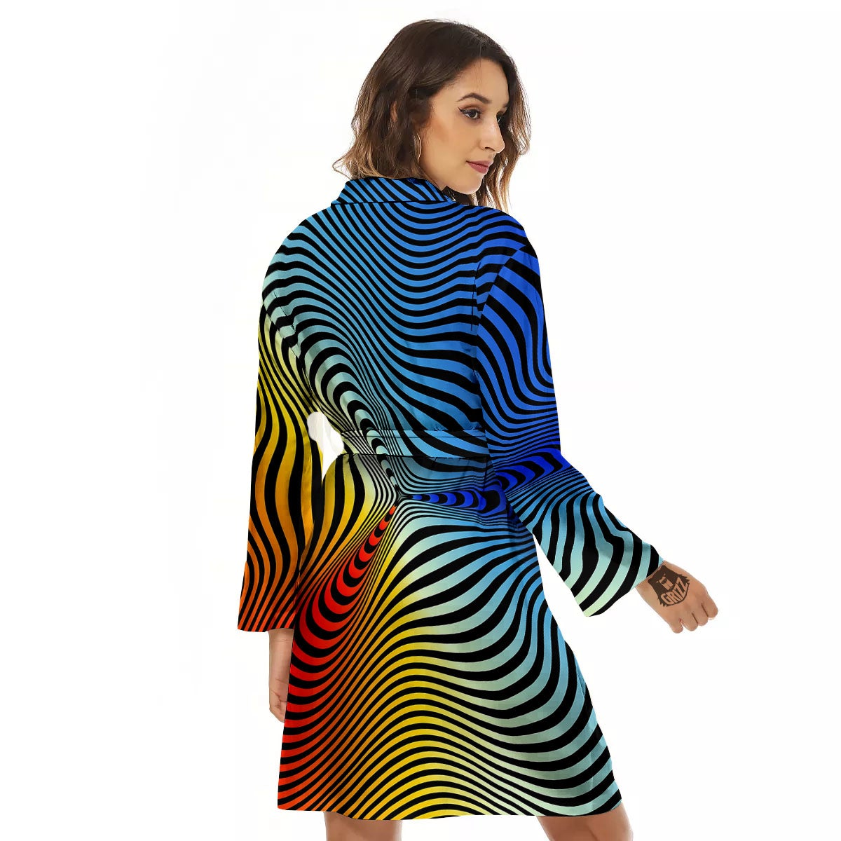 Psychedelic Optical Vibrant Illusion Women's Robe-grizzshop