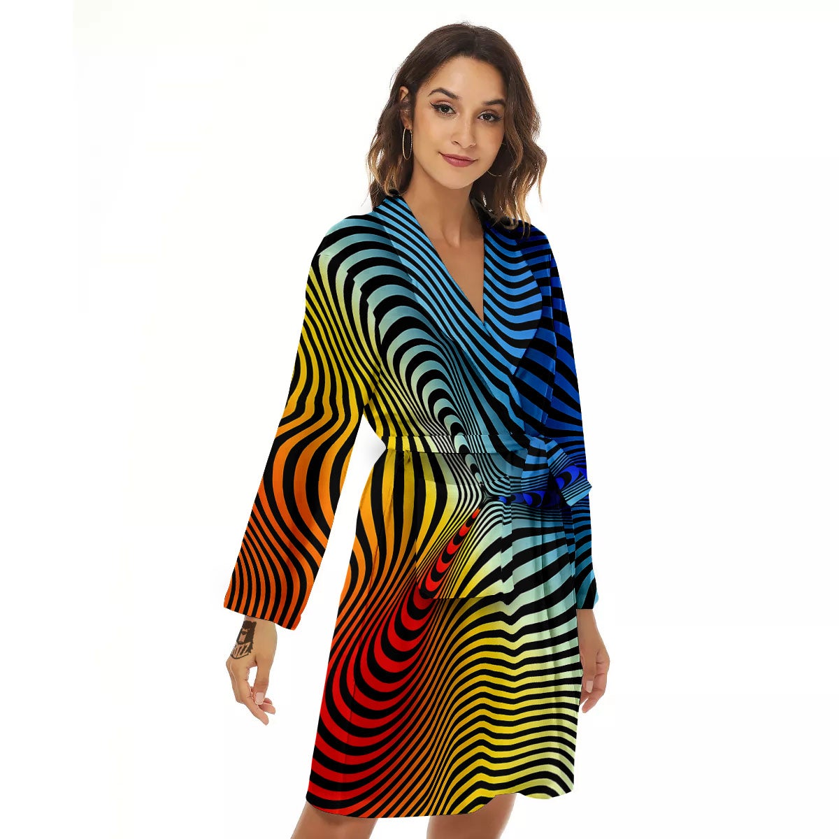 Psychedelic Optical Vibrant Illusion Women's Robe-grizzshop